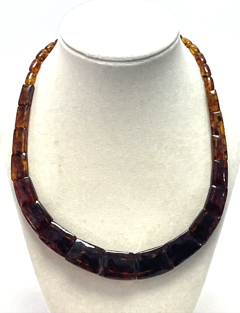 Jay King Brown Amber Bib Necklace 925 Sterling Silver Magnetic Clasp 24g READ